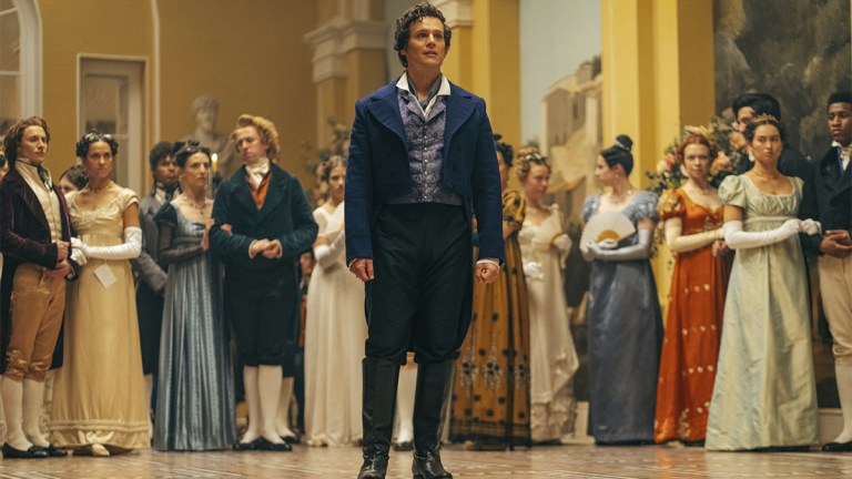 Jonathan Groff wearing Regency costume in Doctor Who series 14 episode "Rogue"