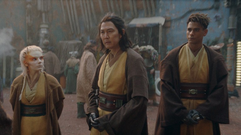 (L-R): Jedi Padawan Jecki Lon (Dafne Keen), Master Sol (Lee Jung-jae) and Yord Fandar (Charlie Barnett) in Lucasfilm's THE ACOLYTE, season one, exclusively on Disney+.
